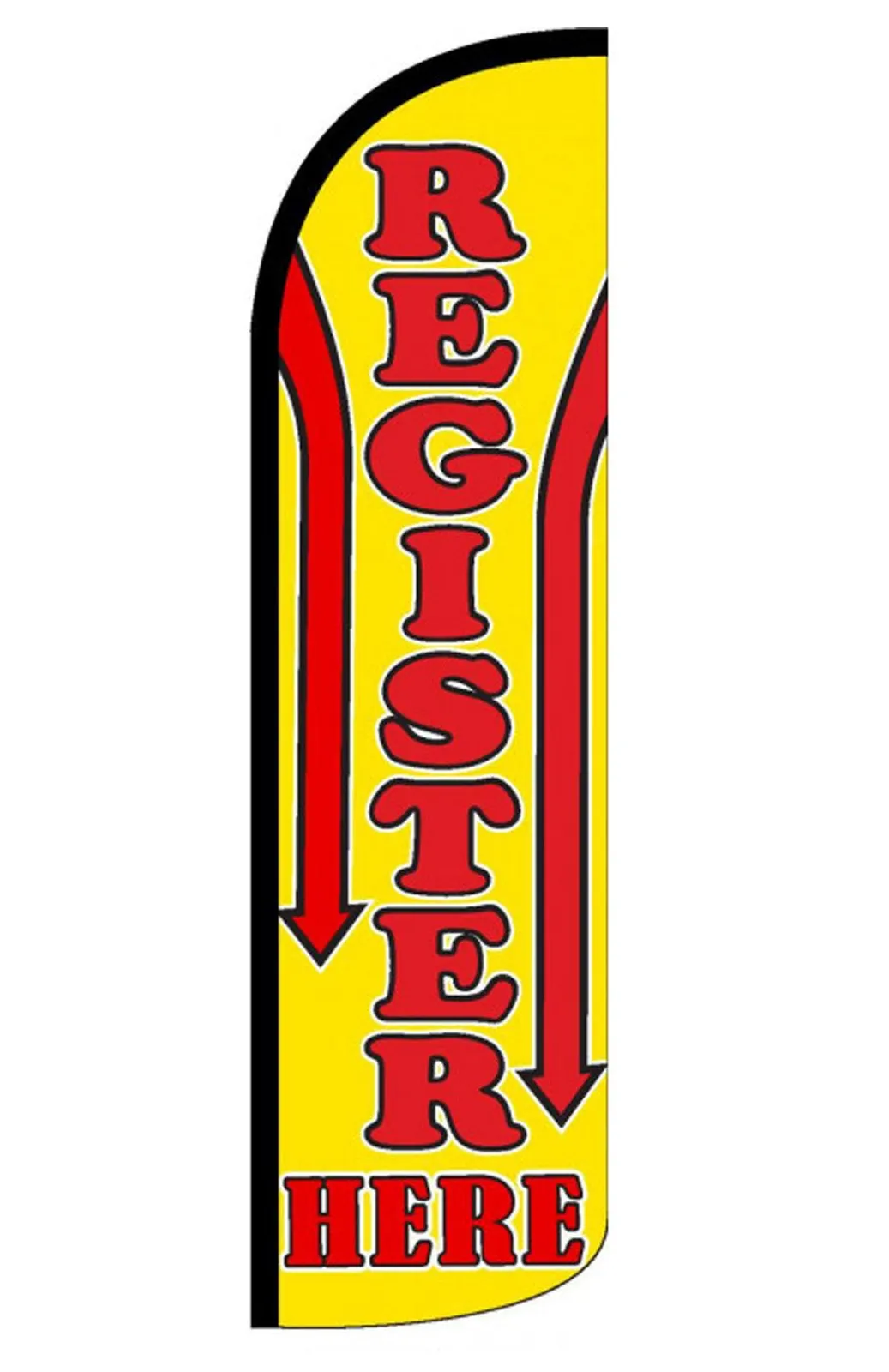 Register Here windless feather flag, design SF-B77