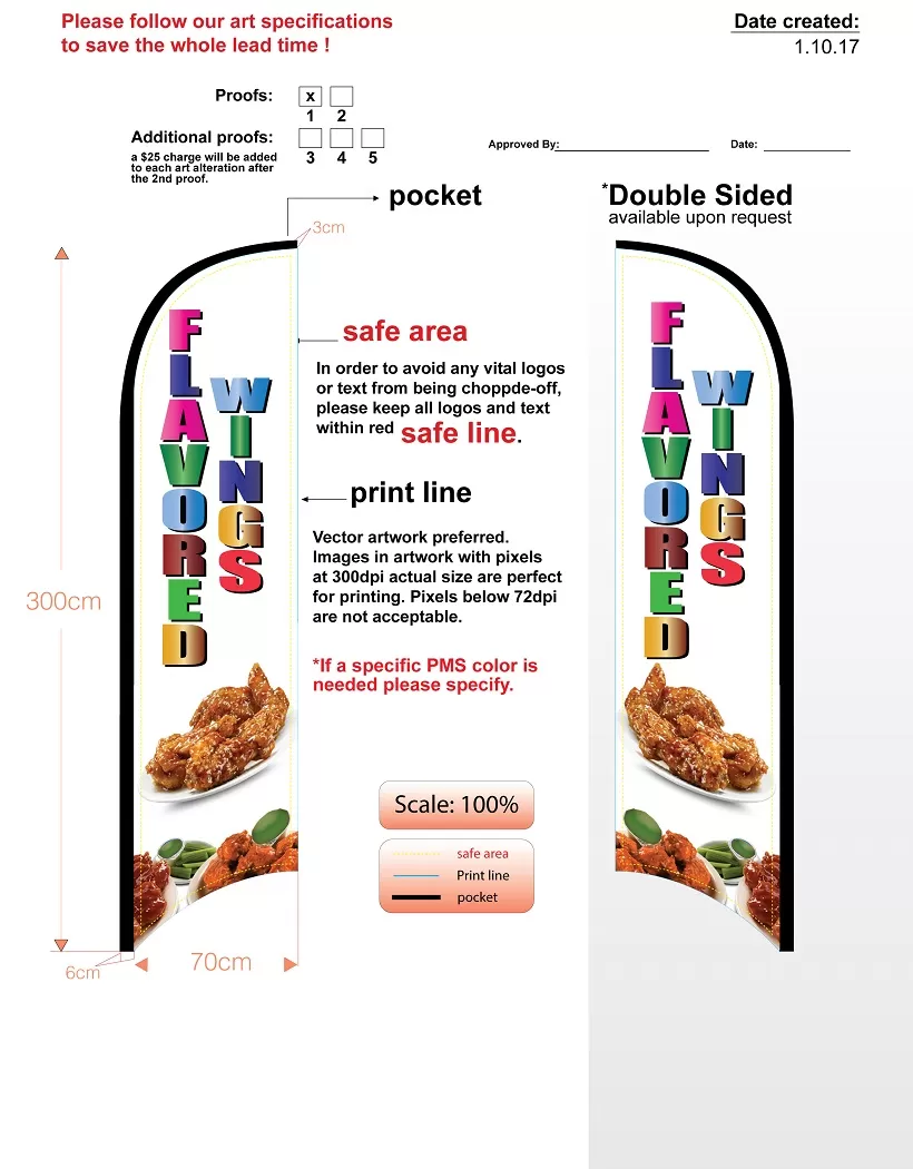Flavored Wings Double-sided Custom Feather Flag Kit