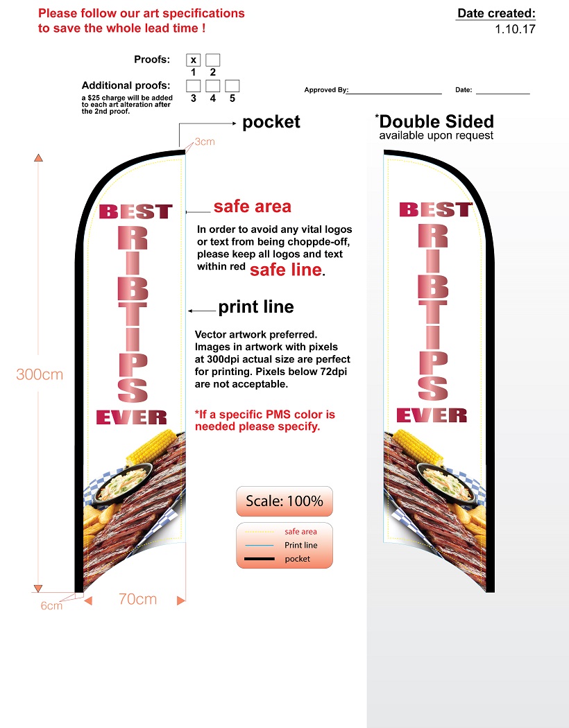 Best Rib Tips Double-sided Custom Feather Flag Kit
