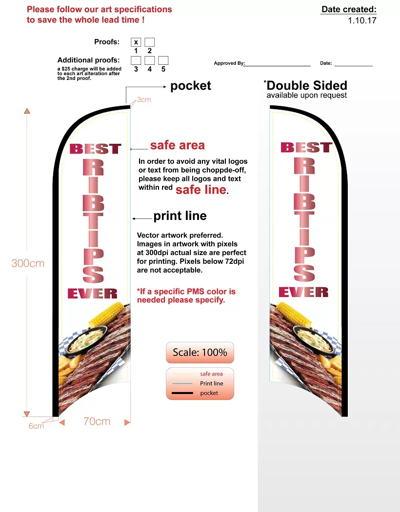 Best Rib Tips Double-sided Custom Feather Flag Kit
