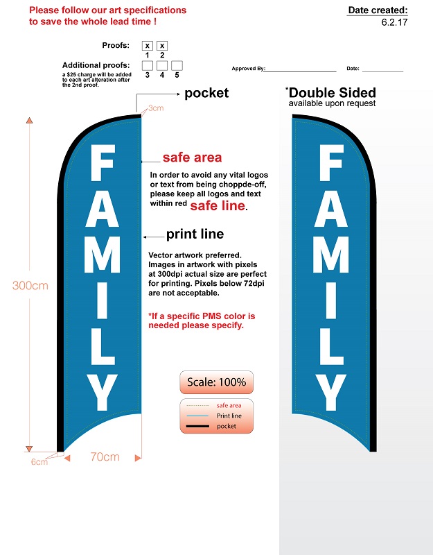 Custom Family Double-sided Feather Flag Kit With Flag, Flagpole, Ground-spike, & Carry-case