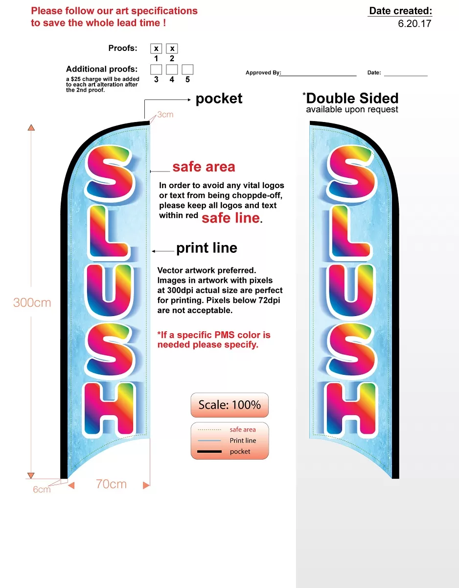 custom slush double-sided feather flag kit with flag, flagpole, mounting base, & carry-case