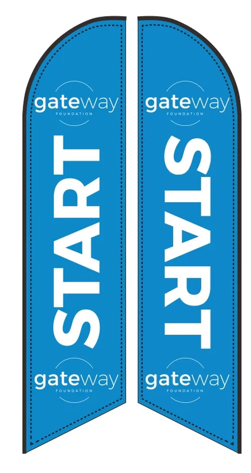 custom double-sided start flag (no hardware) for gateway foundation