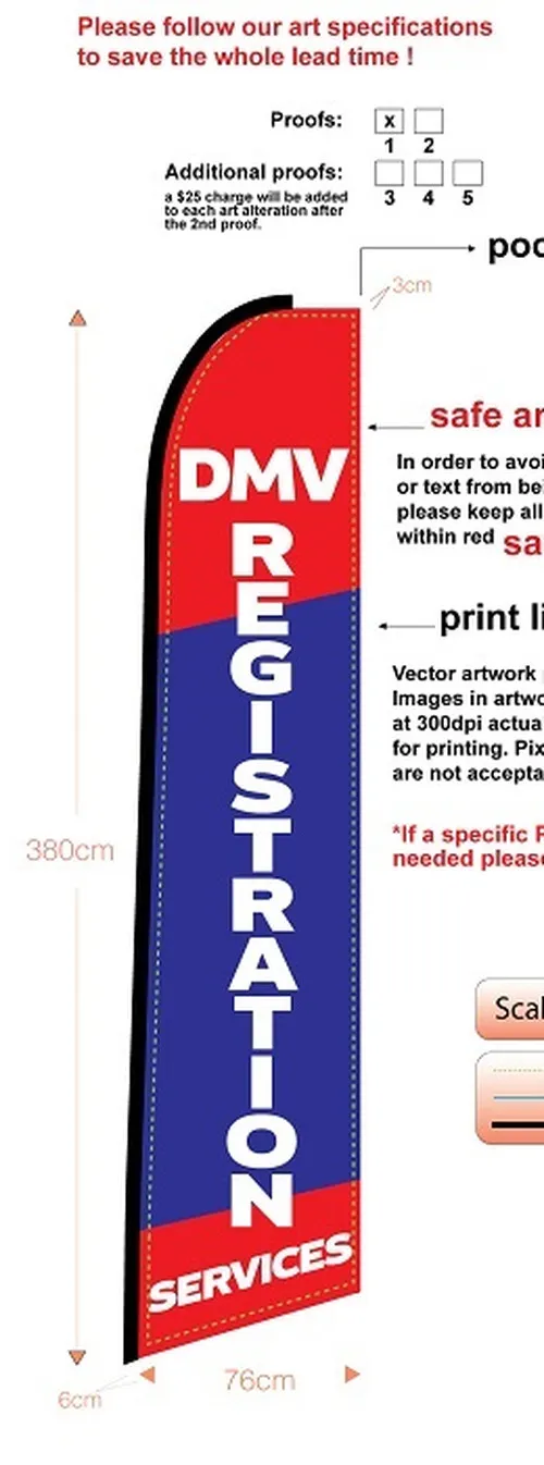 custom registation single-sided swooper flag kit with flag, flagpole, & water-base
