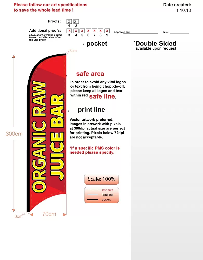 Custom Orange Organic Med Single-sided Feather Flag (flag Only)