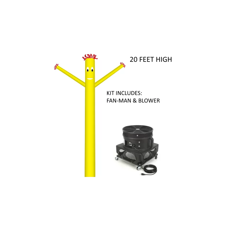 Yellow Wind-Wiggler Air Dancing Man - 20ft Kit Includes Blower