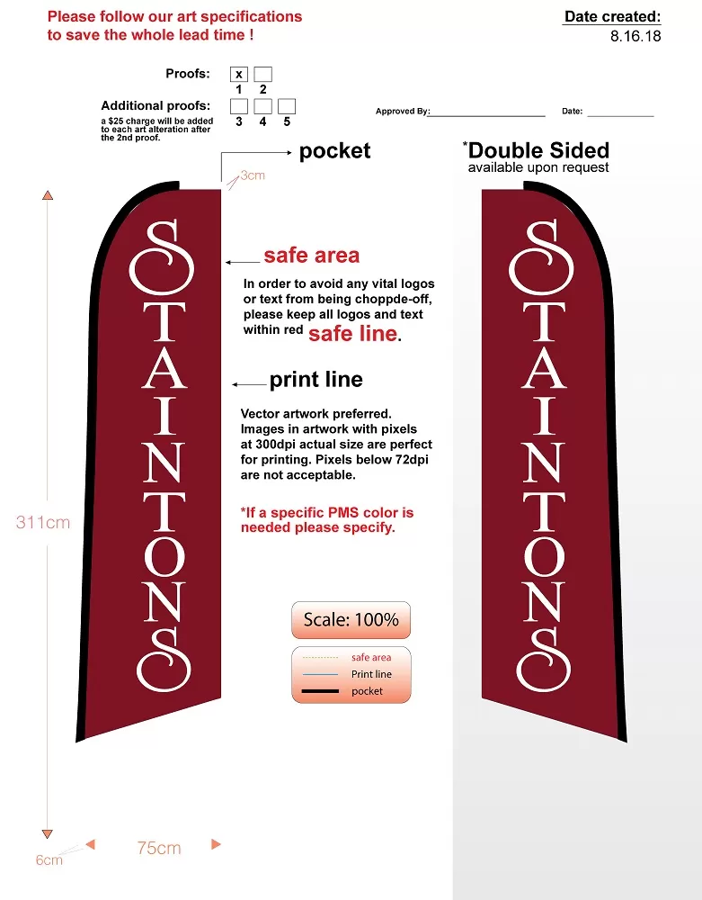 staintons custom 10ft double-sided swooper flag (no hardware)