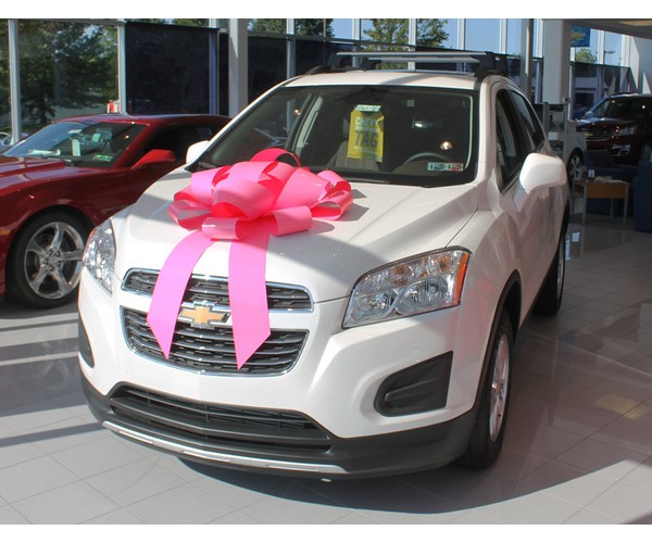 30-inch pink magnetic car bow with two matching tails