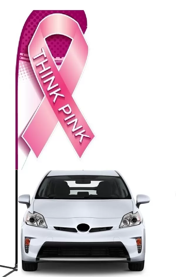 Think Pink double-sided laser-cut 3D teardrop flag kit