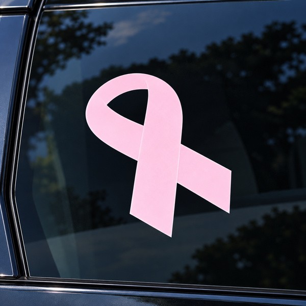 Breast Cancer Awareness ribbon-shaped vinyl sticker