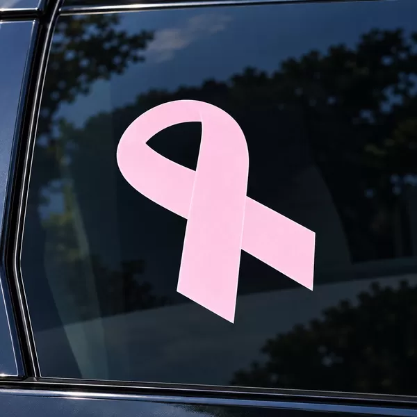 Breast Cancer Awareness ribbon-shaped vinyl sticker