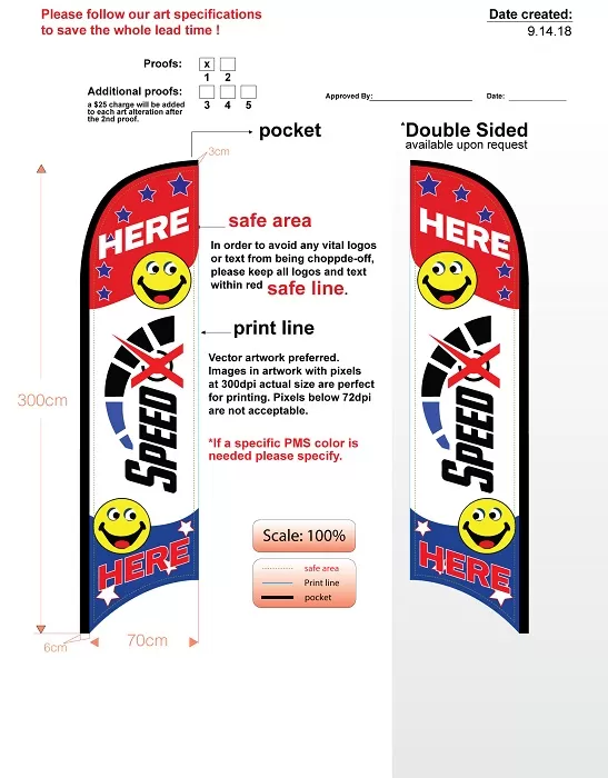 custom speed med double sided feather flag kit includes flag, flagpole, mounting base, & carry-case