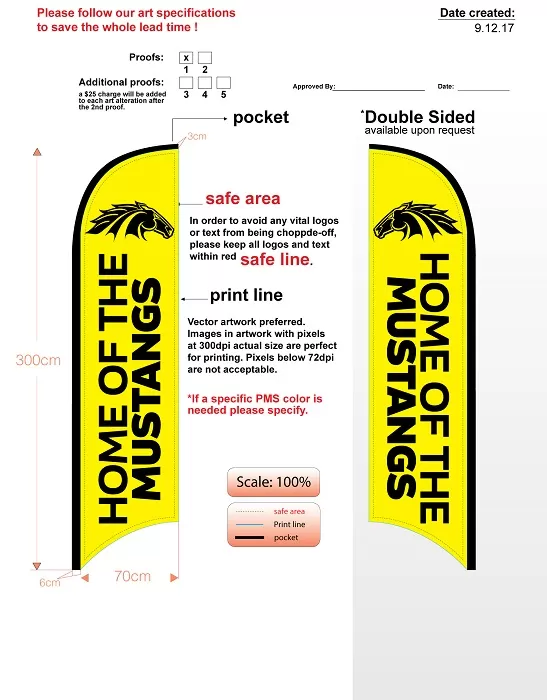 custom mustangs med double sided feather flag kit includes flag, flagpole, groundspike, & carry case