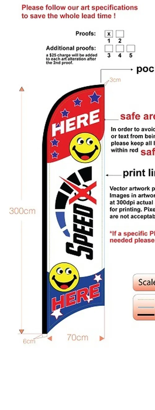 Custom Speed Med Double Sided Feather Flag Kit Includes Flag, Flagpole, Mounting Base, & Carry-case