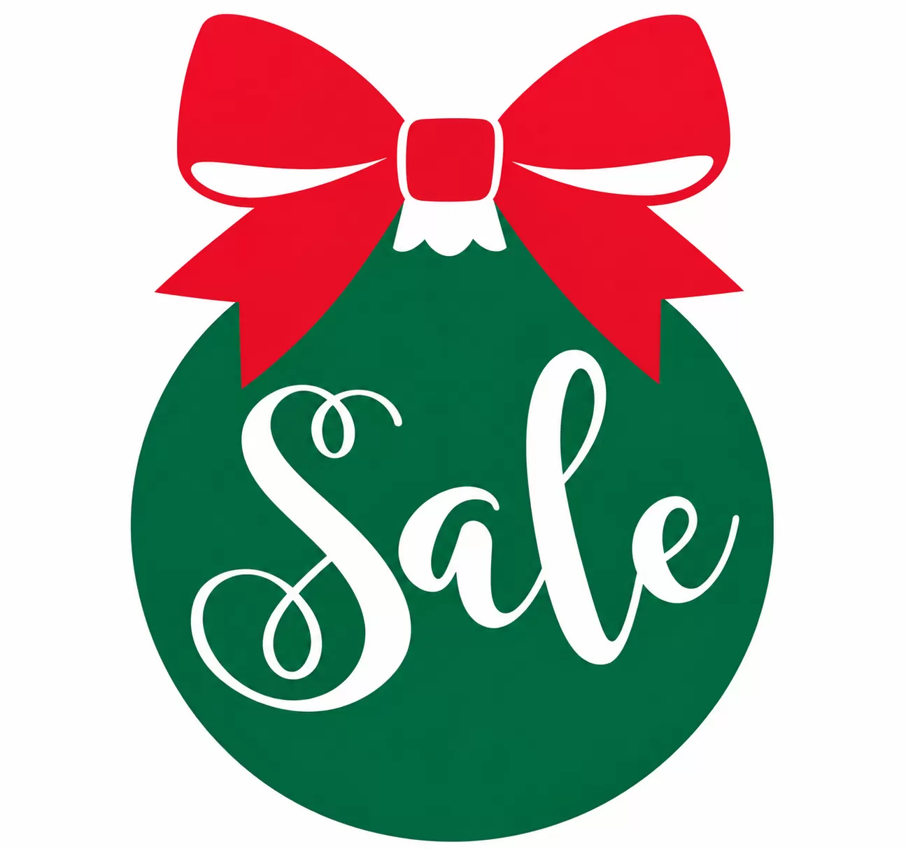 Holiday green ornament decal with a red bow
