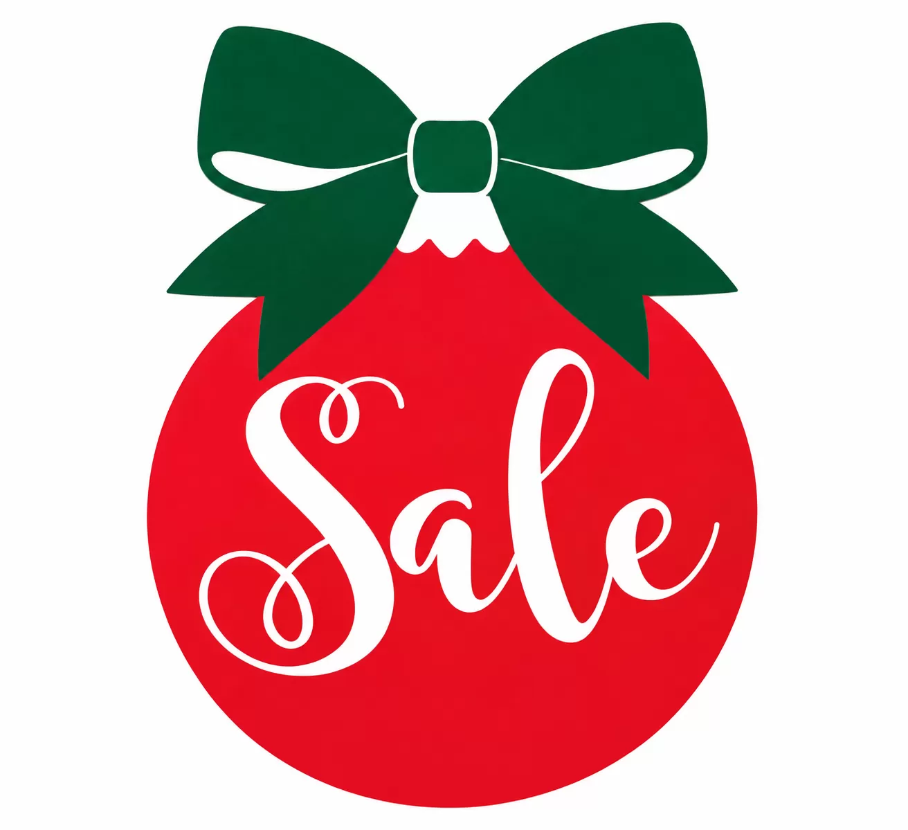 Holiday red ornament decal with a green bow