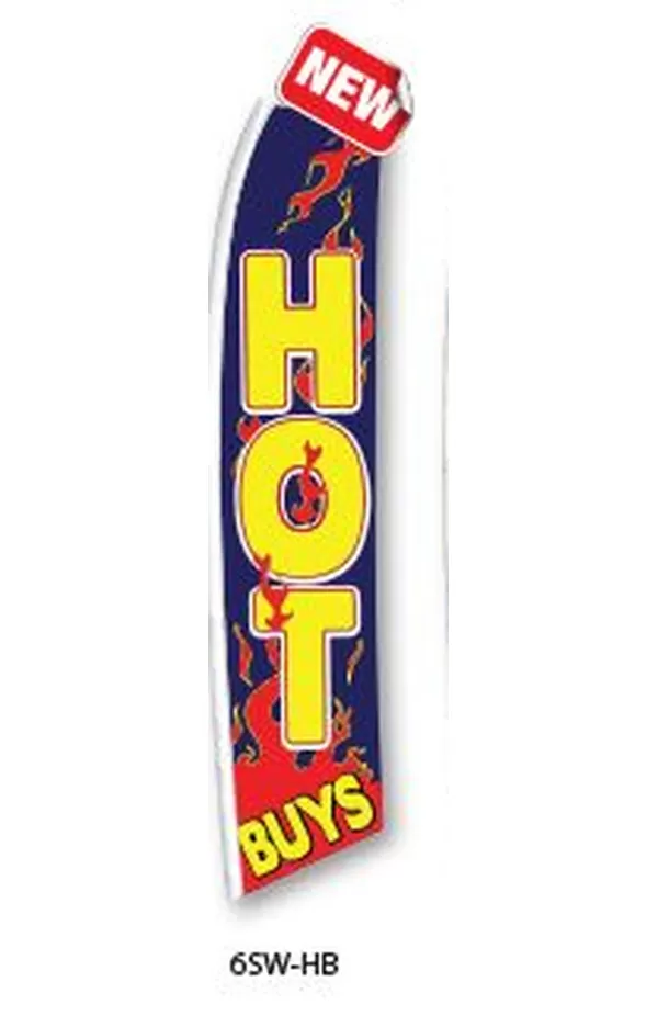 Hot Buys feather flag with flame artwork, 6SW-HB
