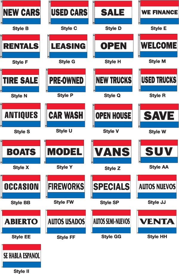 Selection of made in USA 3x5 nylon business message flags, S35 series