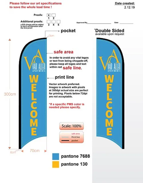 Custom Van Allen Welcome Med Double-sided Feather Flag Kit With Flag, Flagpole, Ground-spike, & Carry-case
