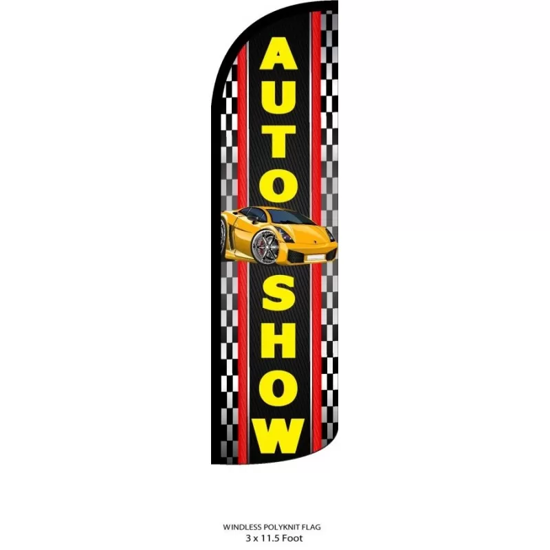 auto show windless feather flag
