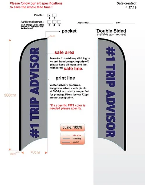 Custom #1 TRIP ADVISOR Med Double-Sided Feather Flag Kit Includes Flag, Flagpole, Ground-spike, & Carry-case