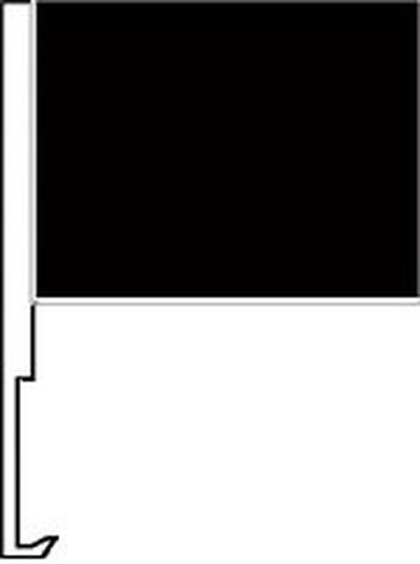 Solid black flag with a car window clip-on staff