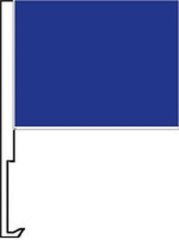 Solid blue flag with a car window clip-on staff