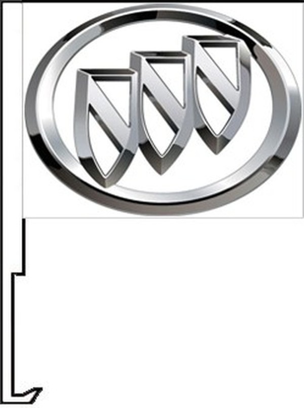 Buick logo on a white flag with a car window clip-on staff