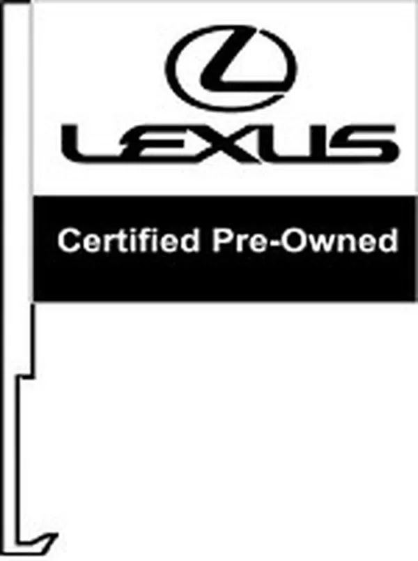 Lexus Certified Pre-Owned flag with a car window clip-on staff