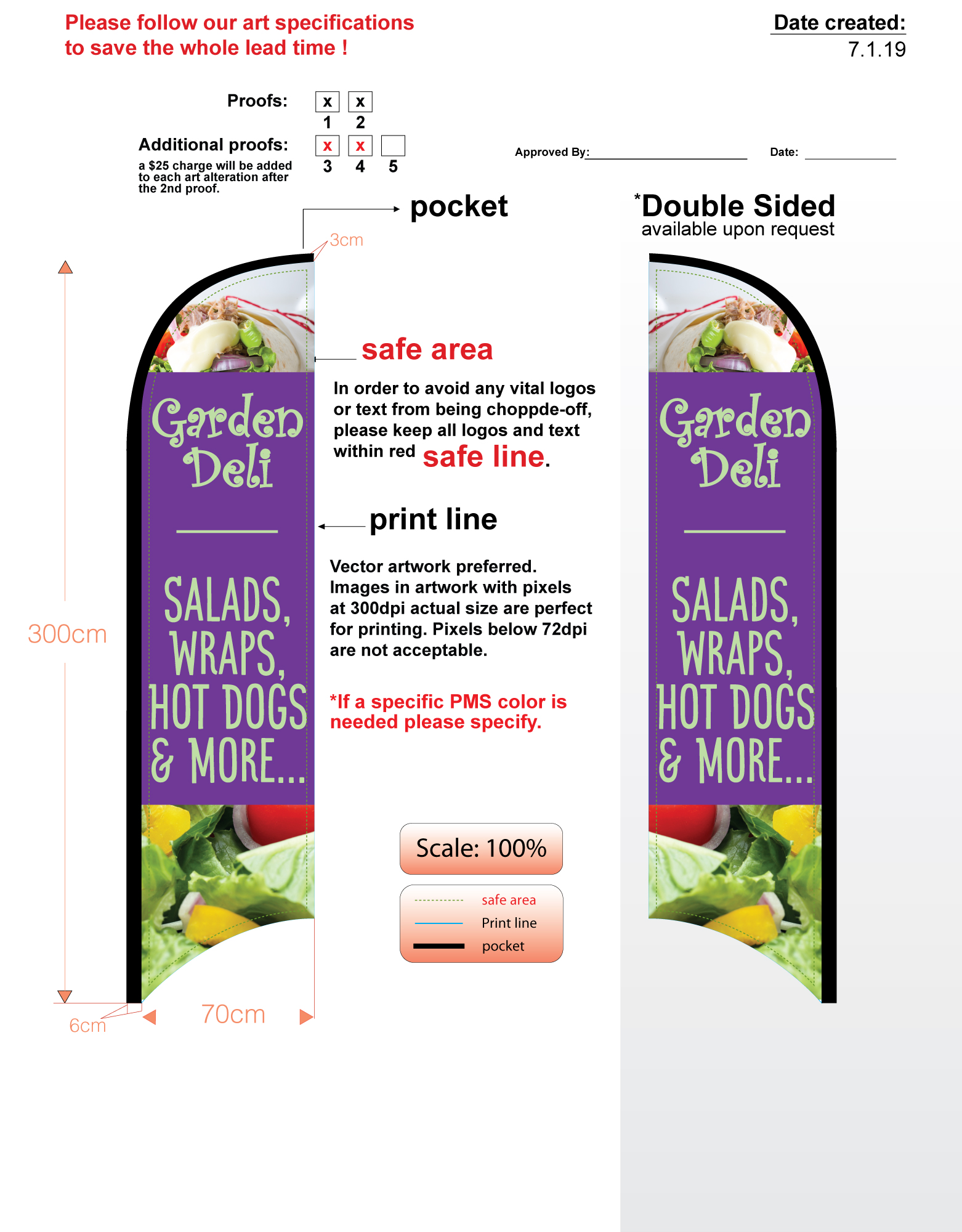 Custom Garden Deli Med Double-sided Feather Flag Kit Includes Flag, Flagpole, Mounting-base, & Carry-case
