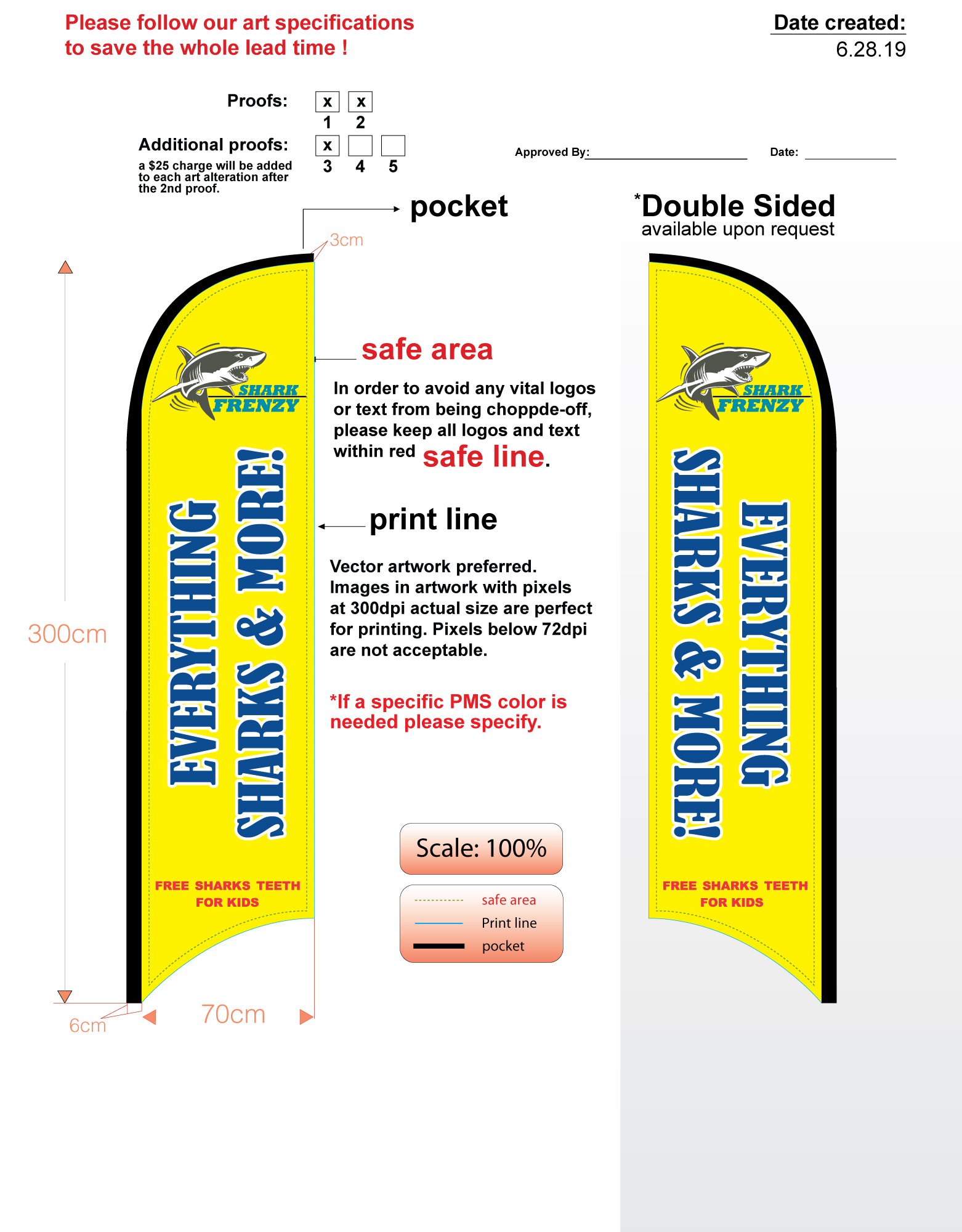 Custom Everything Sharks Med Double-sided Feather Flag Kit Includes Flag, Flagpole, Mounting-base, & Carry-case