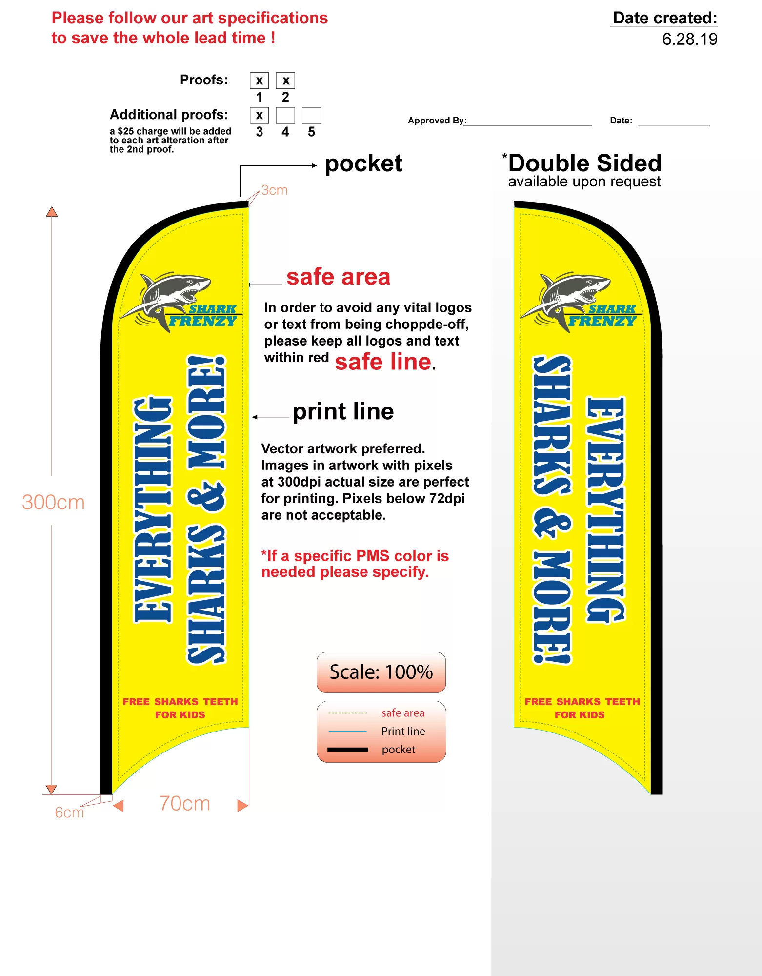 Custom Everything Sharks Med Double-sided Feather Flag Kit Includes Flag, Flagpole, Mounting-base, & Carry-case
