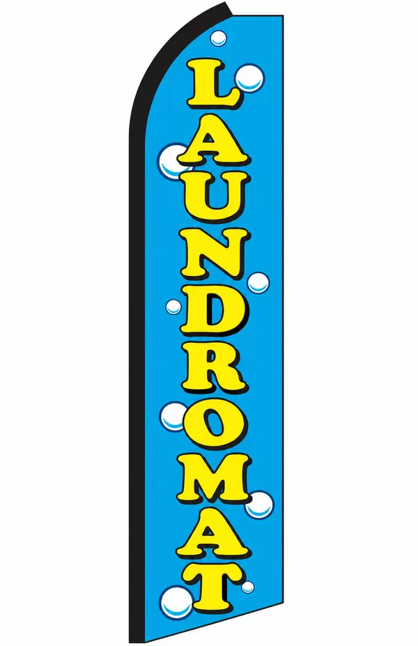 Laundromat swooper feather flag, design SW-0159