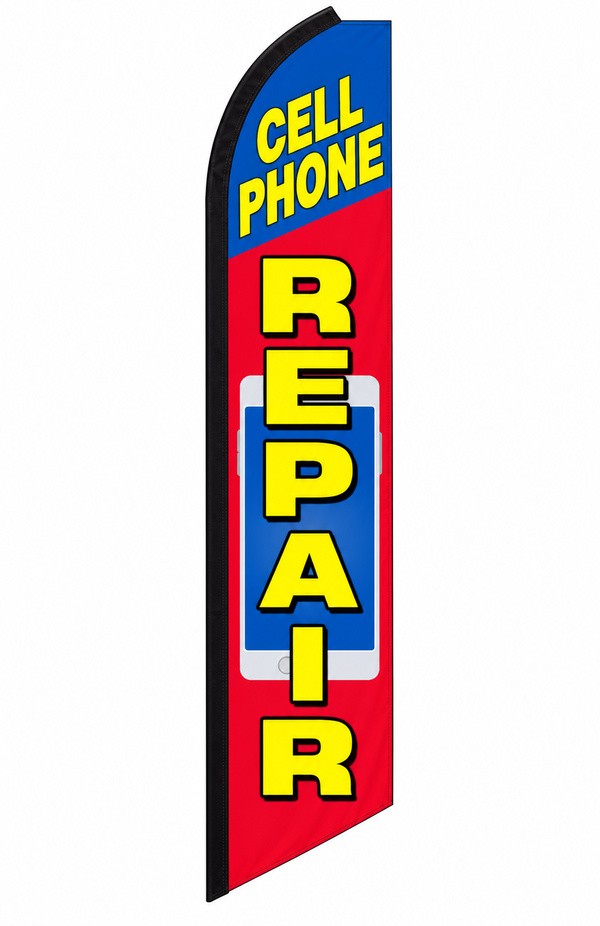 Cell Phone Repair swooper feather flag, design SW-0154