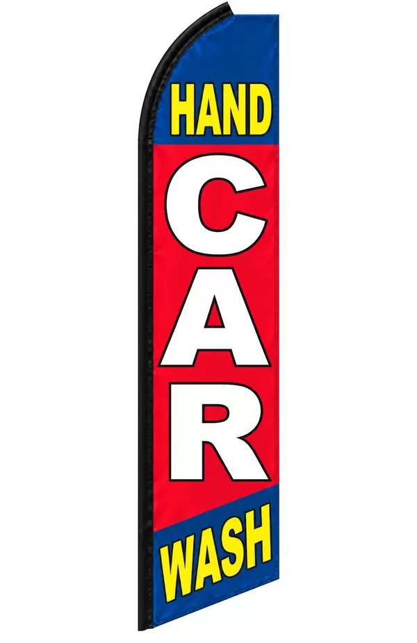Hand Car Wash swooper feather flag, design SW-0144