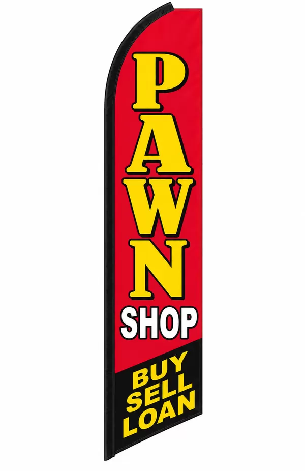 Pawn Shop swooper feather flag, design SW-0164