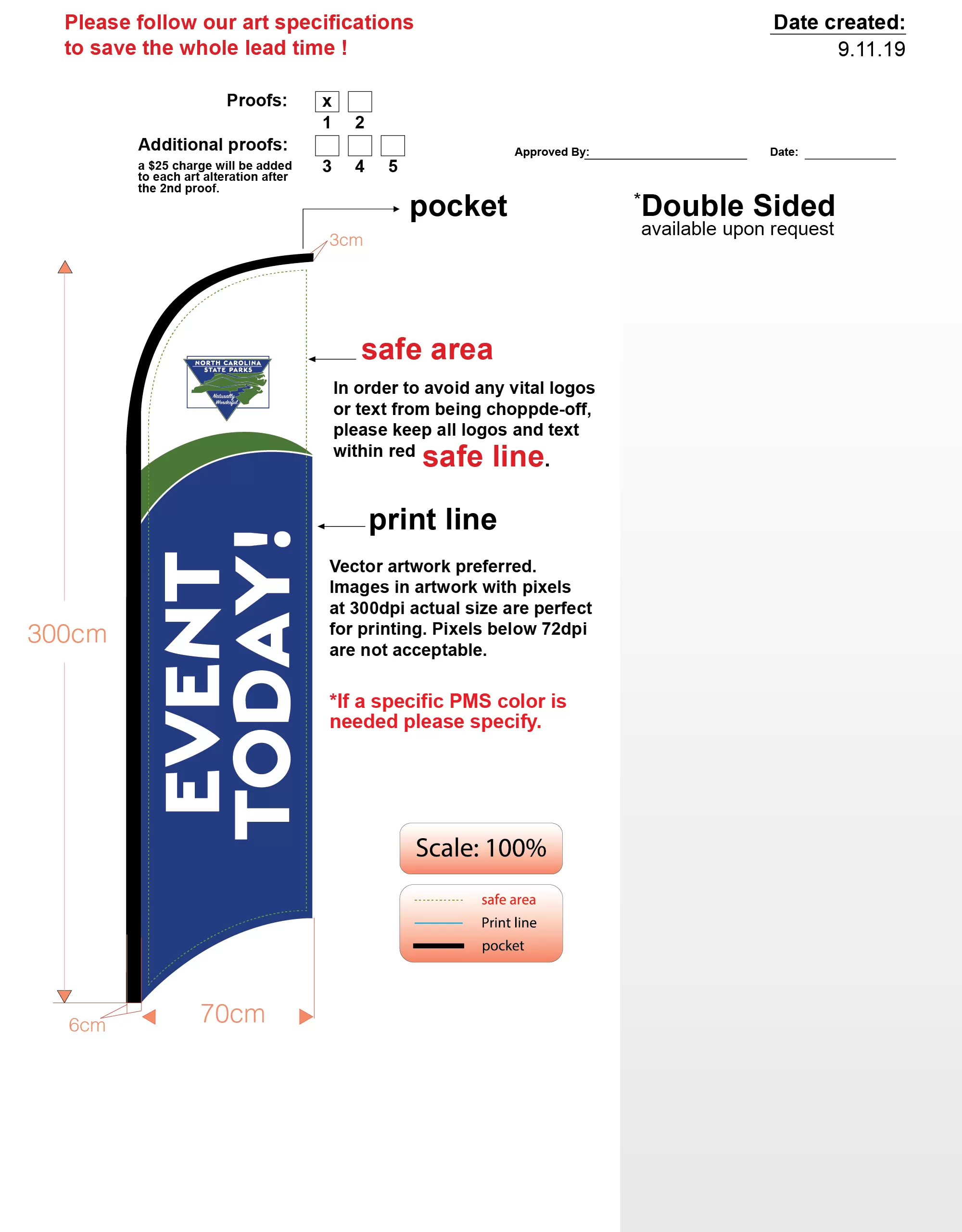 north carolina parks custom blue med single sided feather flag kit includes flag, flagpole, groundspike, carry-case