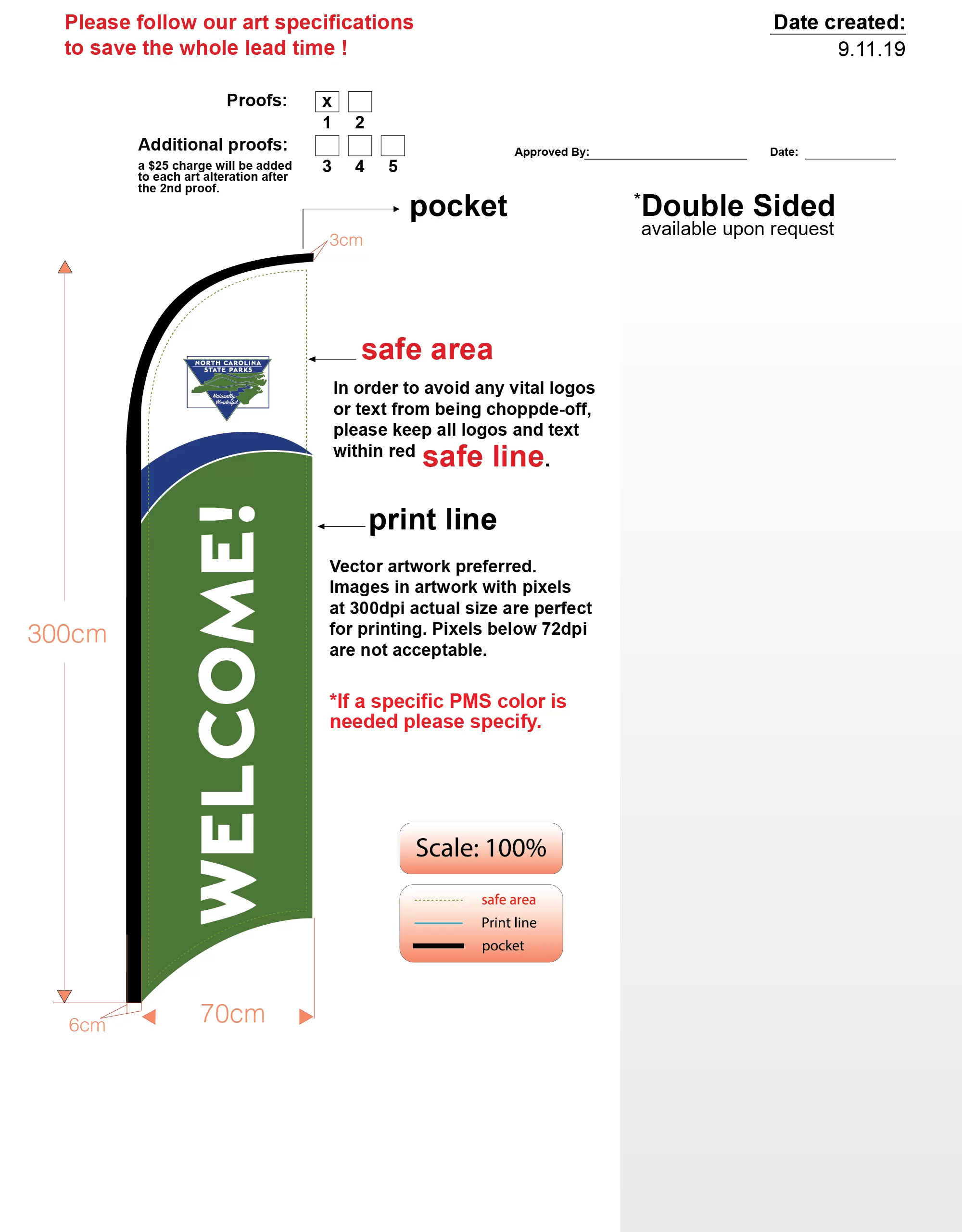 north carolina parks custom green med single sided feather flag kit includes flag, flagpole, groundspike, carry-case