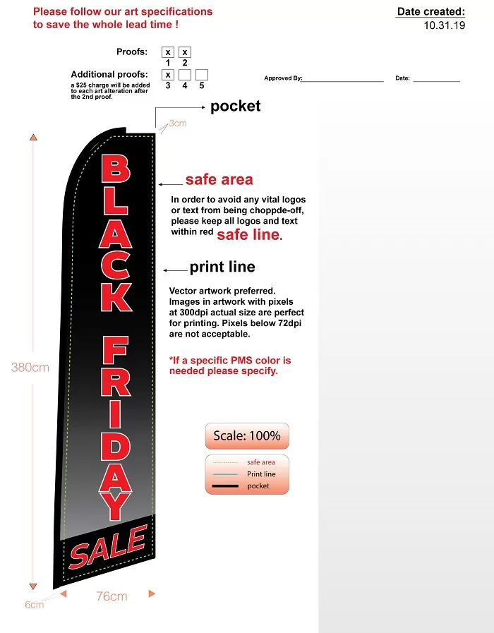 Custom Black Friday single sided swooper flag (no hardware)