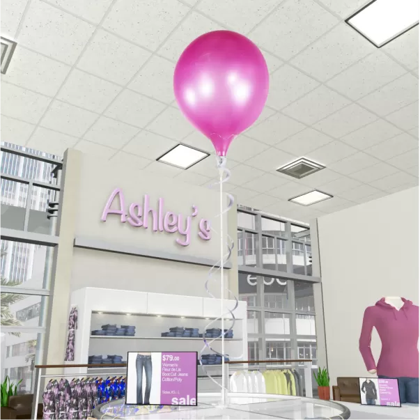 balloons for store fixtures - single balloon for flat surface - Psktttccq04