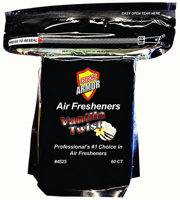 Odor Armor Vanilla Twist air freshener pads, resealable bag of 60, item 4525