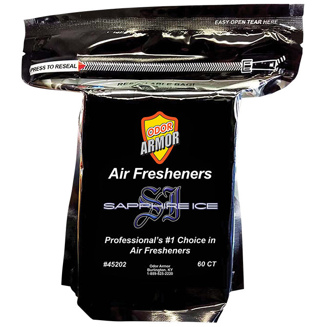 Odor Armor Sapphire Ice air freshener pads, resealable bag of 60, item 45202