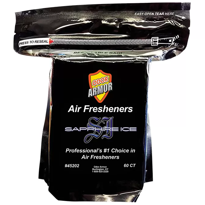 Odor Armor Sapphire Ice air freshener pads, resealable bag of 60, item 45202