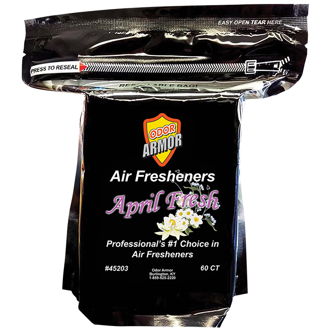 Odor Armor April Fresh air freshener pads, resealable bag of 60, item 45203