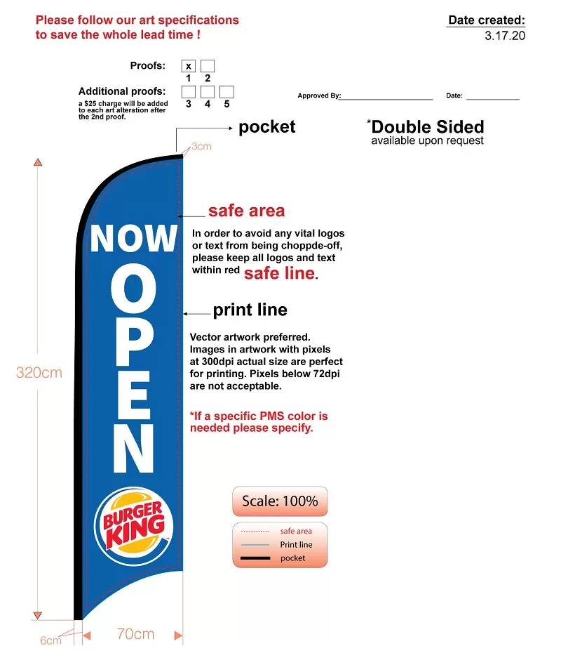burger king blue now open single sided feather flag includes flagpole and mounting base