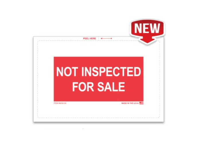 White window sticker with a red panel reading Not Inspected For Sale, item 8245-04