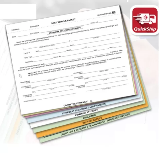 Sold Vehicle Combination Forms #4800 product preview