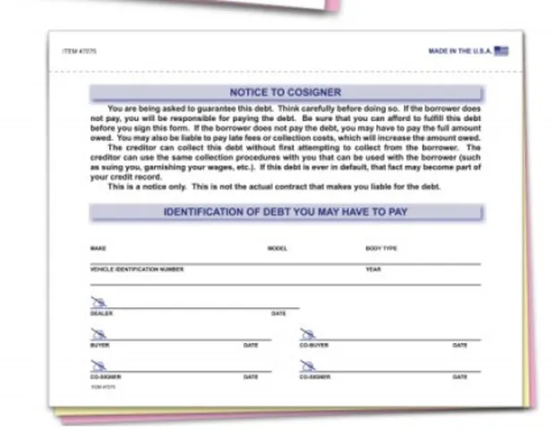 Notice to Co-Signer Forms #7275 product preview