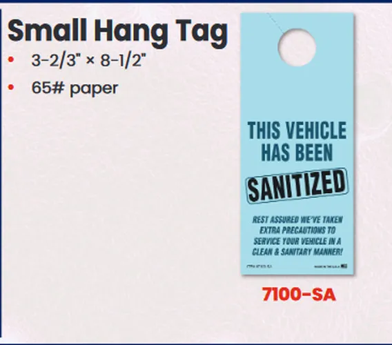 Sanitized Vehicle - Small Hang Tag - #7100-SA
