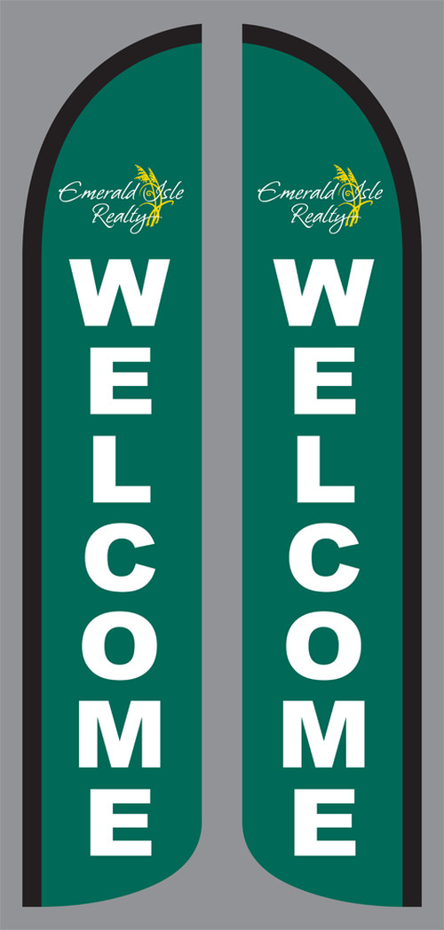 Custom Emerald Isle Welcome Double sided feather flag - flag only no hardware